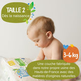 - Ökologische Diadeln, Größe 2 (3-6 kg) – natürlicher Ursprung, ohne Schadstoffe – 12 Stunden trocken, extrem saugfähig – hermestellung i Frankreich – 150 Einwegdiadeln – Pakke 1 måned