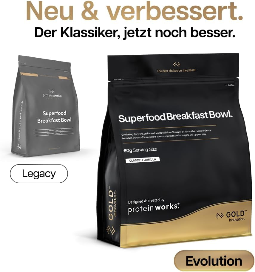 Protein virker | Superfood morgenmad - GULD Innovation, prisvindende korn, proteinmüsli, næringsrig med korn, frø og havre, fiberrig, æble og kanel, 10 portioner, 600 g
