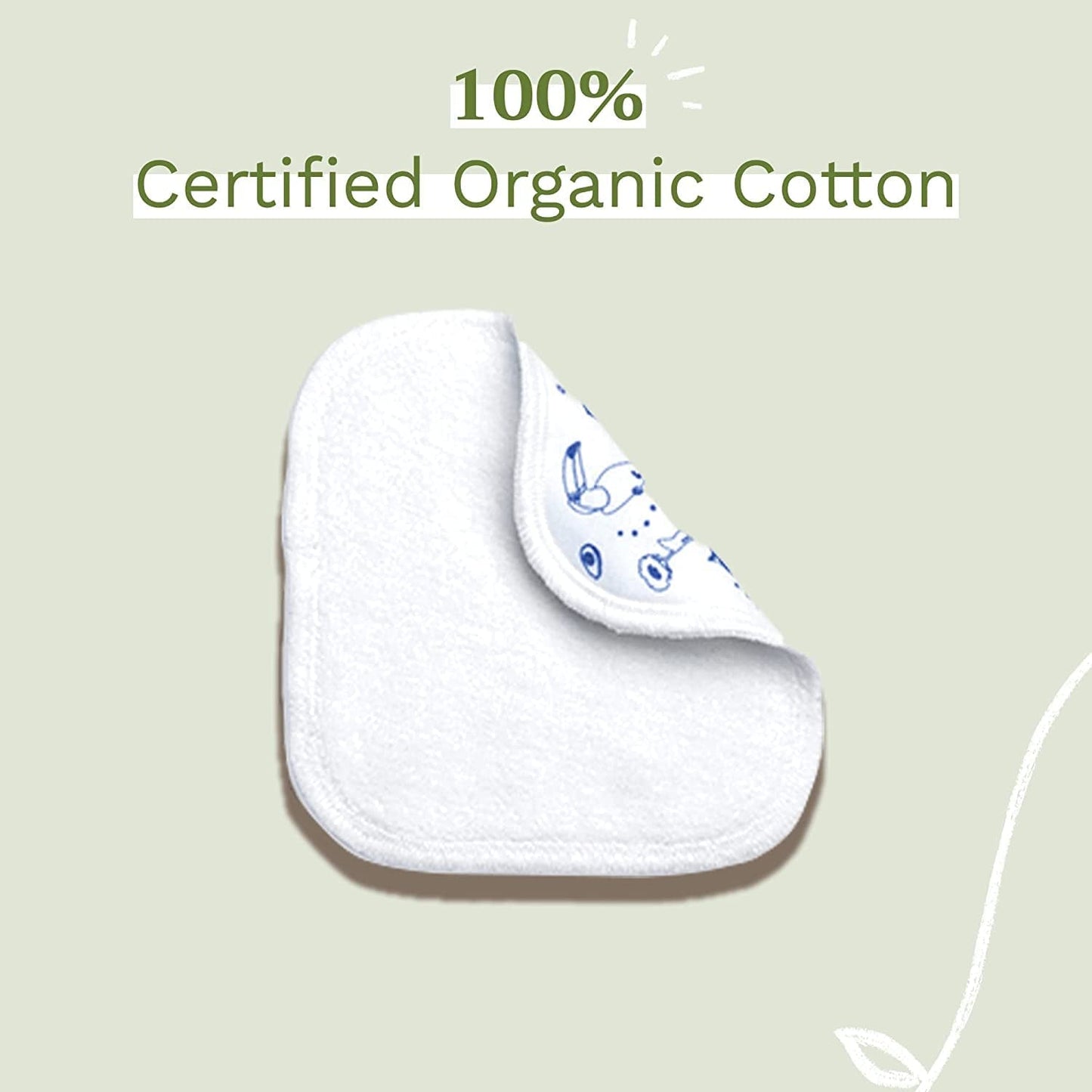 Genanvendelige body- og makeupbleer i 100 % GOTS-bomuld til babyer og hele familien - Renser huden og absorberer snavs, velegnet til følsom hud (6-pack)