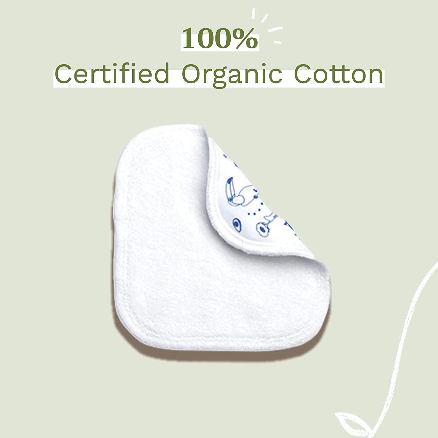 Genanvendelige body- og makeupbleer i 100 % GOTS-bomuld til babyer og hele familien - Renser huden og absorberer snavs, velegnet til følsom hud (6-pack)