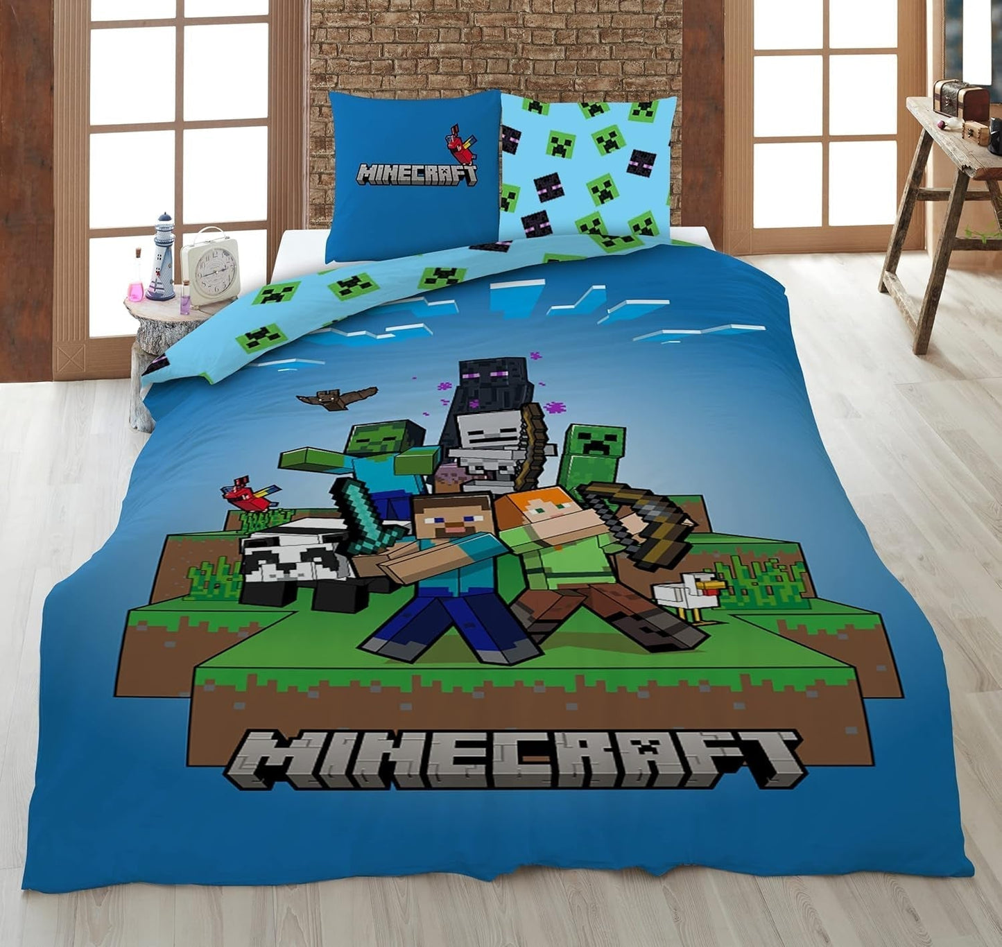 Minecraft klar til at overleve Børnesengetøjssæt Mikrofibersengetøj - Kids Naty Shop Standardtitel