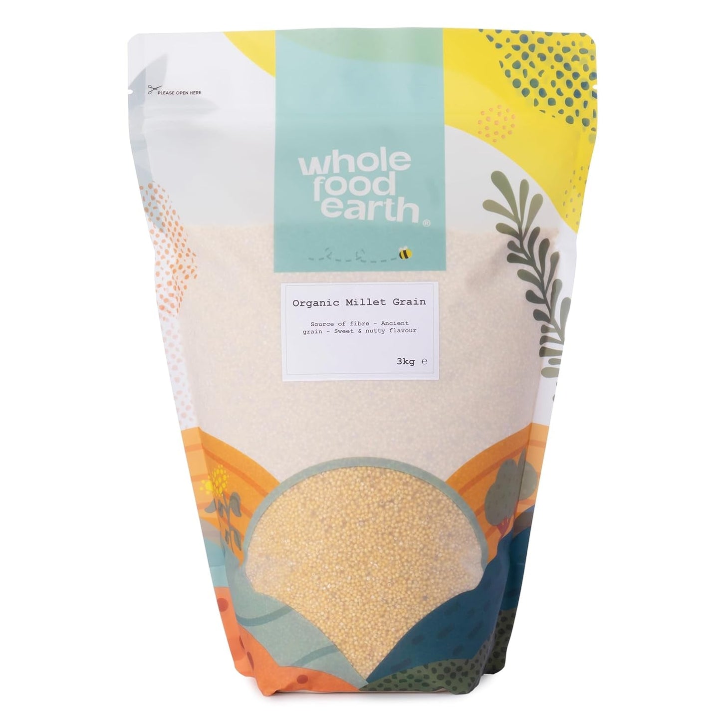 Hirse økologisk Wholefood Jord 2 kg | Ikke-GMO | Vegansk | Rig på fibre | Certificeret økologisk