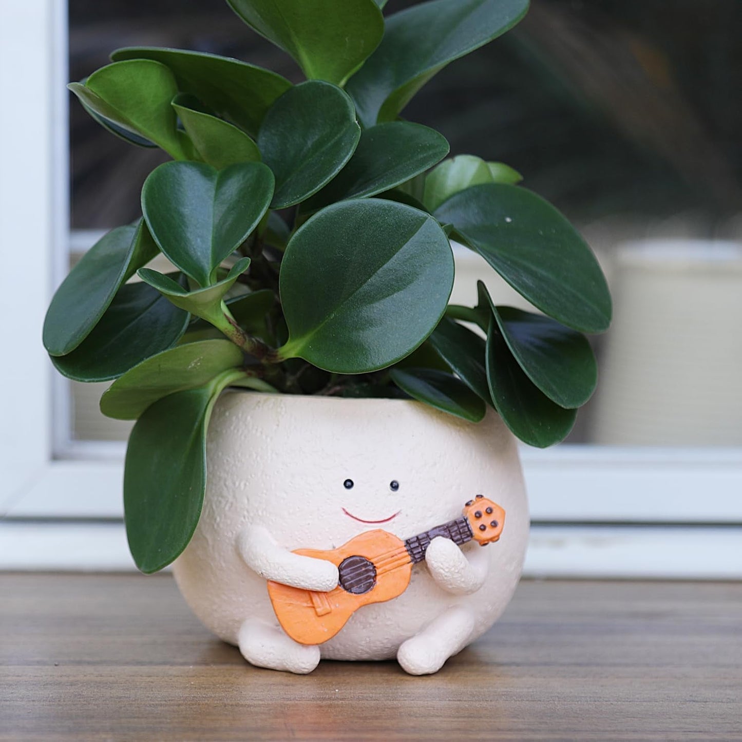 Smiley-urtepotter Sødt harpikshoved Perlehalskæde Urtepotte Unik Guitar Indendørs Udendørs Sukkulent Urtepotte Gaveidé til mor