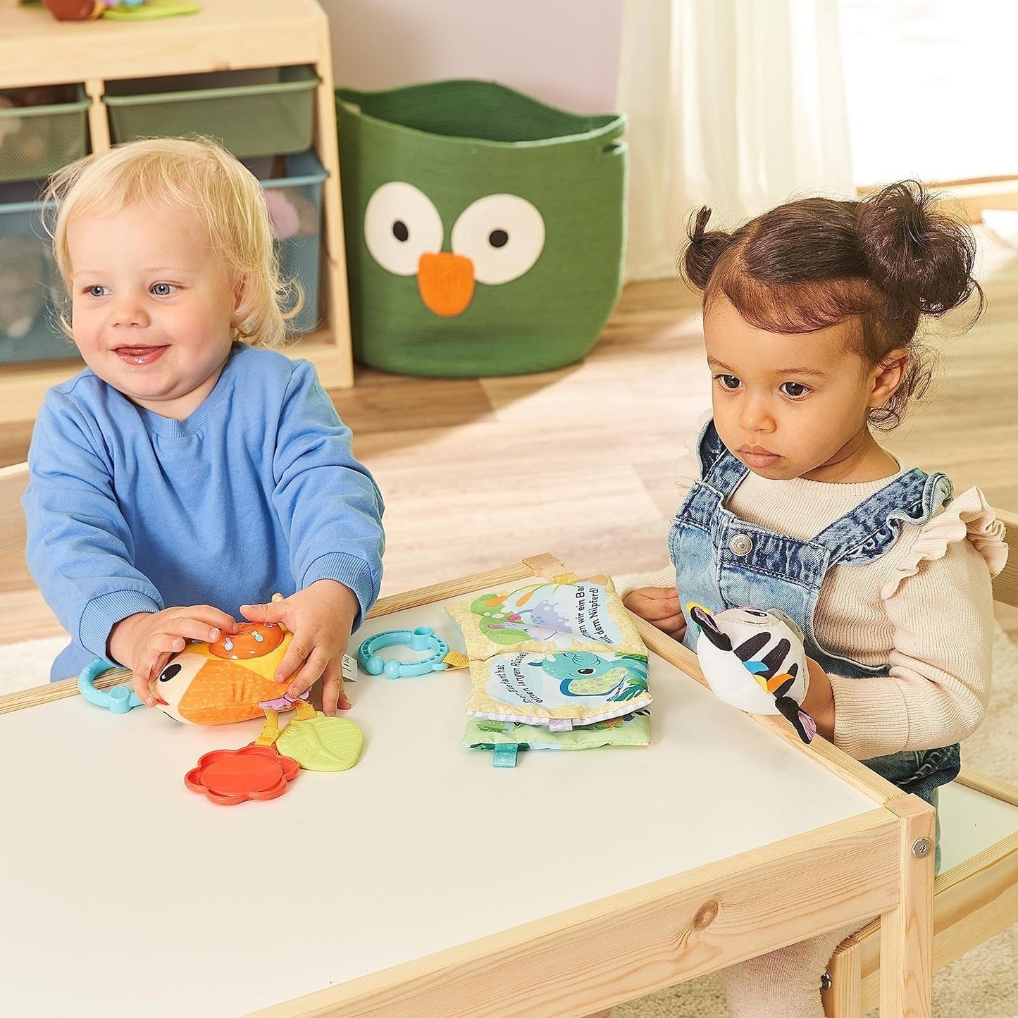 VTech Baby - Baby's Animal Friends Gavesæt - Legetøjssæt med stofbog, syngende fugl og zebrarangle - I 0-24 måneder Babylegetøj Naty Shop