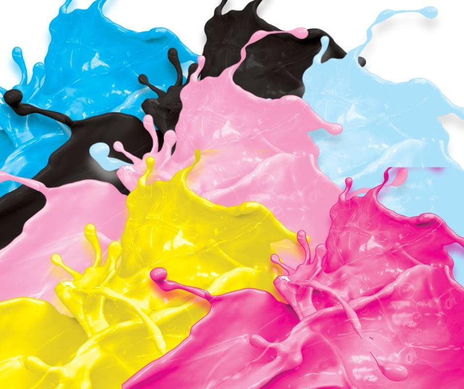 Madfarvesæt med spiselig blæk til plottere 6 x 100 ml | Lys cyan | Cyan | Lys magenta | | Magenta | Gul | Sort | Spiselig tryk, wafer papir trykning, dekorativ kage topping