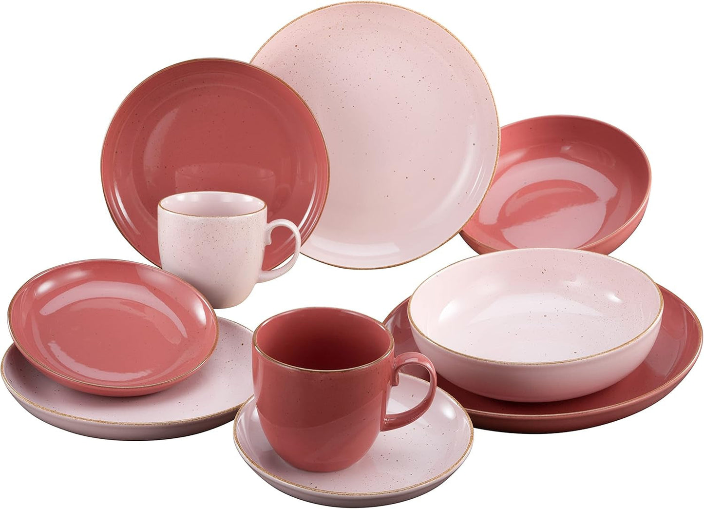 CreaTable, 23581, Serie GIARDINO - TWO, 10-teiliges Geschirrset for 2 Personen, Kombiservice aus Porzellan, spülmaschinen- og mikrowellengeeignet, Made in Europe