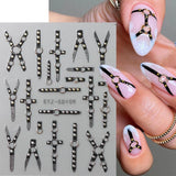 2 STK 5D præget Gothic Punk Nagelsticker, Nagel Sticker Selbstklebend Kreuz Og X-Form Halloween Nagelaufkleber, Nageldesign Tilbehør til Damen Nail Art