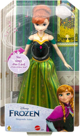 Mattel Disney Frozen Singing Anna Doll - 30 Seconds Song Snippet, Classic Castle Outfit, Aftagelig blød nederdel, kambart hår, til børn i alderen 3+, tysk version, HMG41