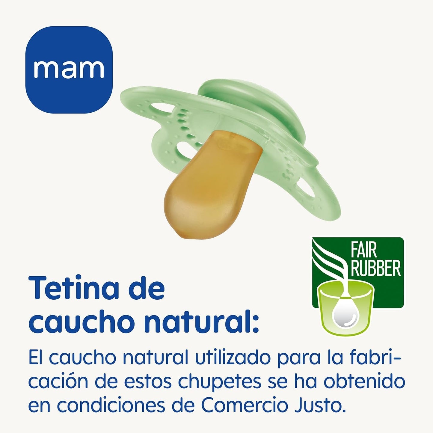 MAM naturgummisut, 2-6 måneder, med symmetrisk patte, flad og fleksibel, med selvsteriliserende æske, neutral mat, 2 stk.