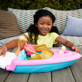 Barbie Speedbåd Sæt, Barbie Dukke med Blondt Hår, Pink Redningsvest, Båd, Hvalp, Tilbehør, Gaver til 3+, Grg30 Naty Shop Dolls