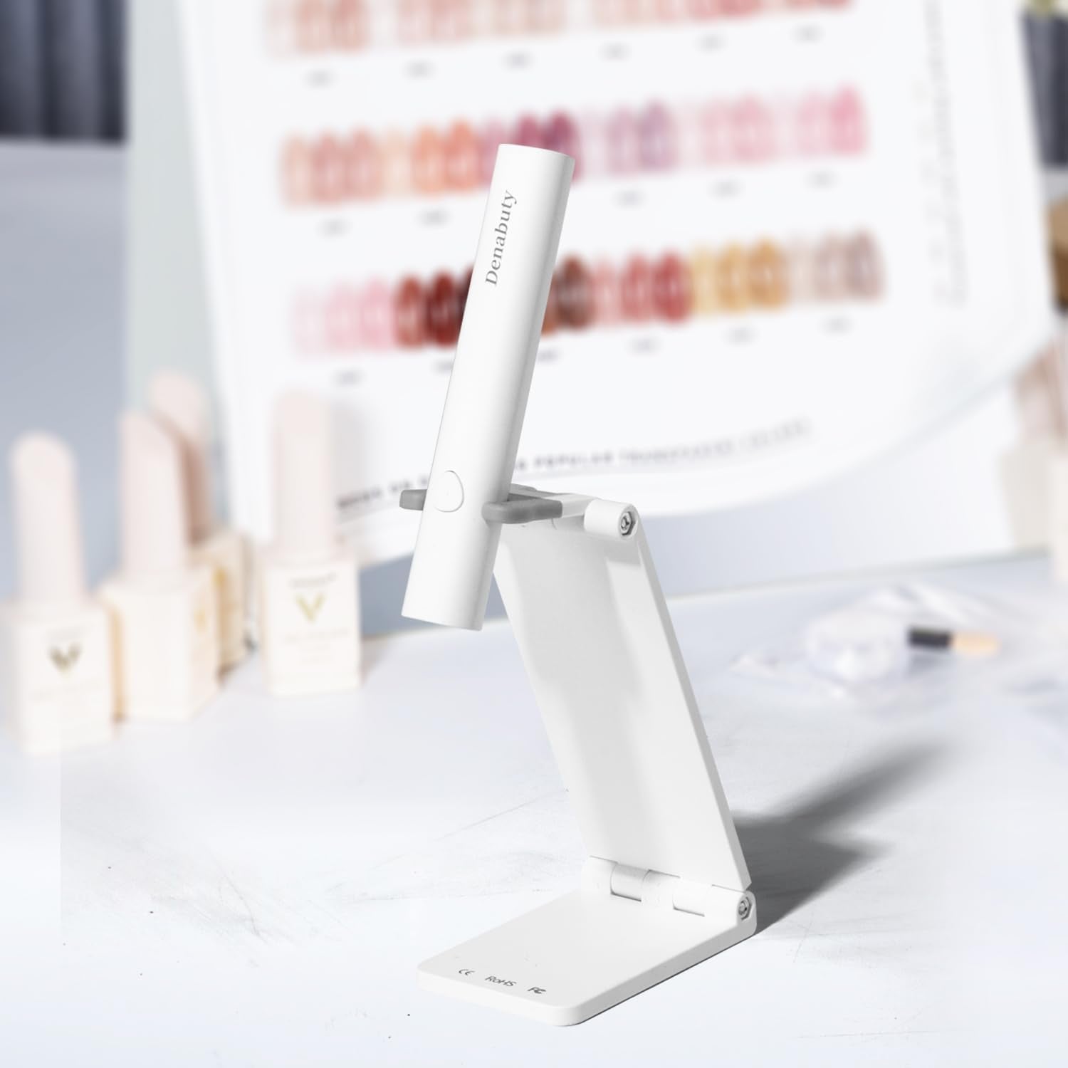 Denabuty UV-lampe til Gel-neglelak, Mini UV LED-lampe til negleudskiftning med stativ Tragbare Lille UV-neglelampe til Gel-neglelak, til Aushärten Von Nagelkleber & Negletips Hvid