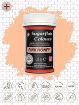 Sugarflair Pastel Pink Honey Food Coloring Pasta - Højkoncentreret til brug med smørcreme, sukkerpasta, royal glasur eller kageblandinger, levende madfarve - 25g