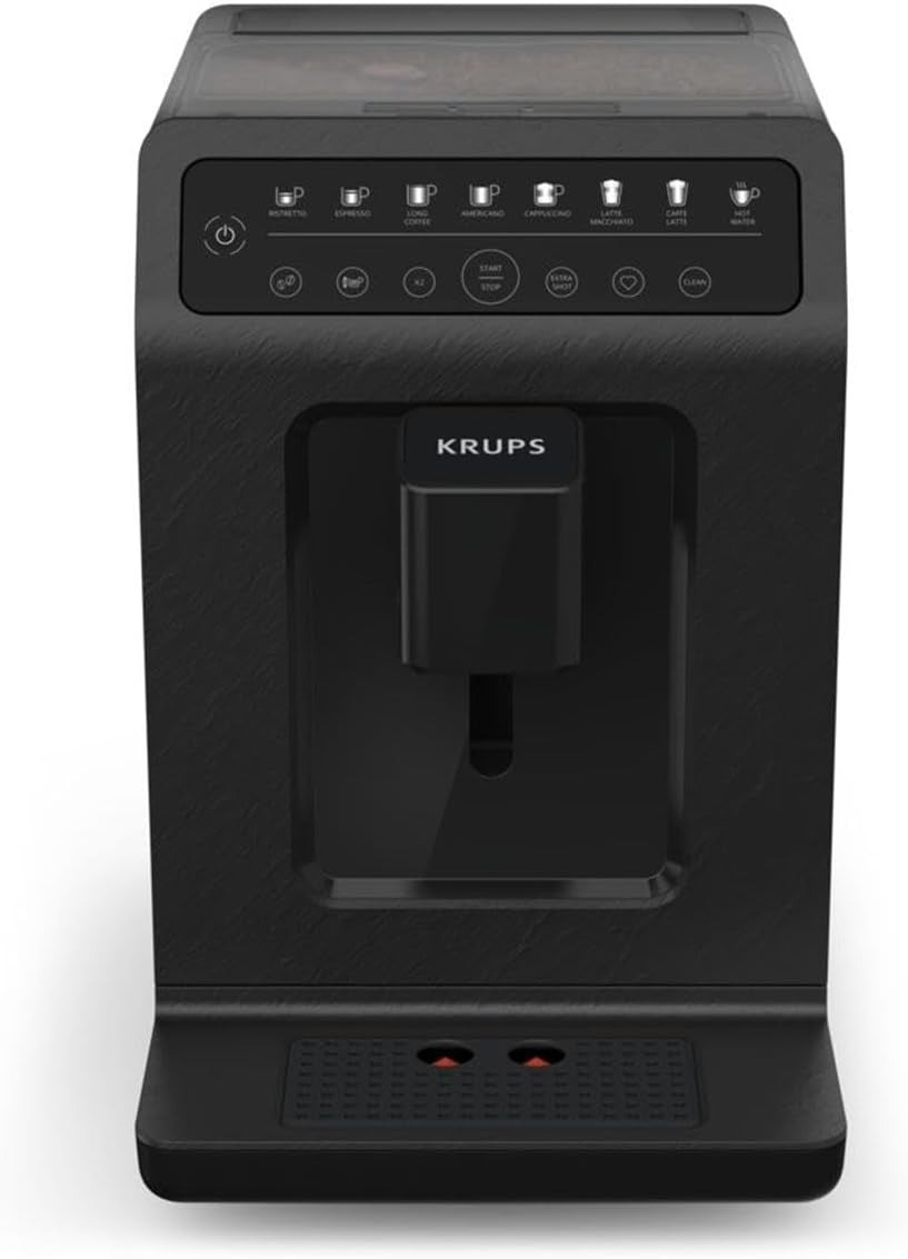 Krups EA897B Evidence ECOdesign automatisk espressomaskine, automatisk espresso- og cappuccinofunktion, Quattro Force-teknologi, one-touch mælkekopper, 8 forudindstillinger, mælkesystem, 1450W