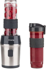 H.Koenig Smoothie Maker SMOO9 - Mini Standmixer - Mini Blender - 300 Watt - 570 Ml - Edelstahl - 2 Kunststoffflaschen - Bpa-Frei, Grau Kitchen Naty Shop Grau
