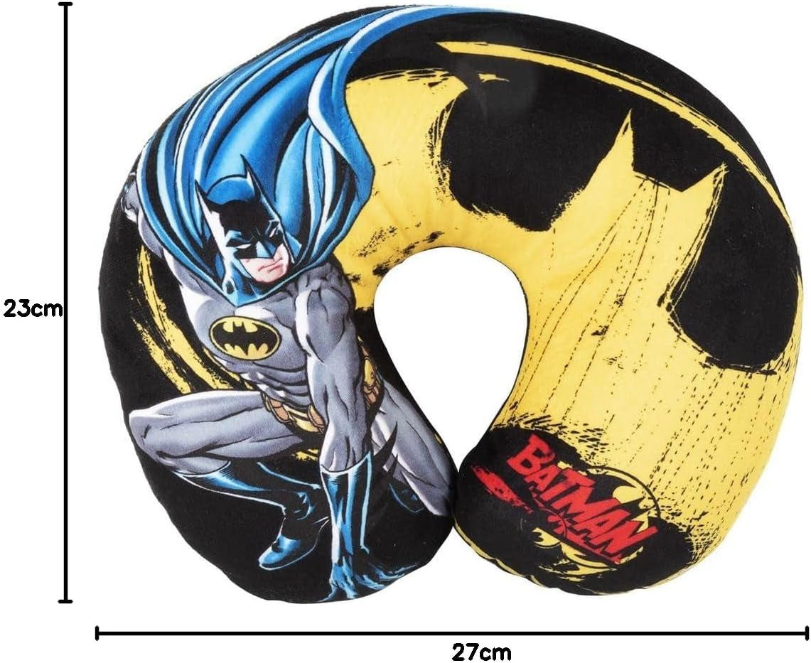 DC Comics Soft Batman Car Travel Nakkepude Børnesikkerhed Komfort Superhelte Bat Man, Cuscino Da Viaggio Auto, Lyseblå, One Size Rejsepuder Naty Shop