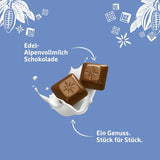 Schogetten Premium Alpine mælkechokoladebar, 100 g, portionsvis individuelt. En fryd. Stykke for stykke.