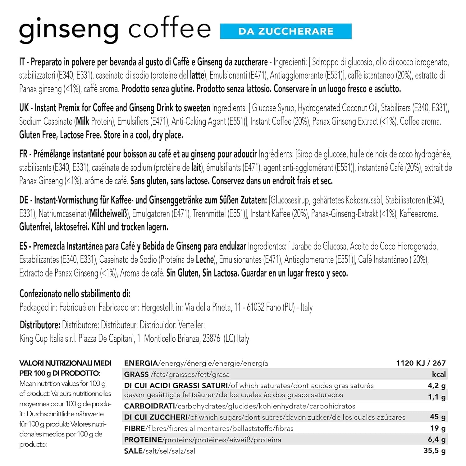- 5 pakker med 10 Zuckerfreier Ginseng-kapsler, 50 kapsler 100 % kompatible med Nespresso-System von Ginseng-drik, glutenfri og Lactosefrei