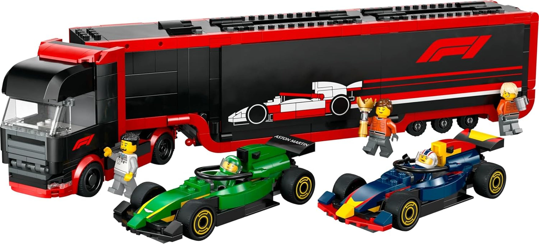 LEGO City F1 Transporter med RB20 & AMR24 F1 racerbiler - Legetøjsbiltransporter til Red Bull & Aston Martin Formel 1 Teams - Inkl. 5 minifigurer - Gave til drenge og piger i alderen 8+ 60445 Byggesæt Besuche den LEGO-Store