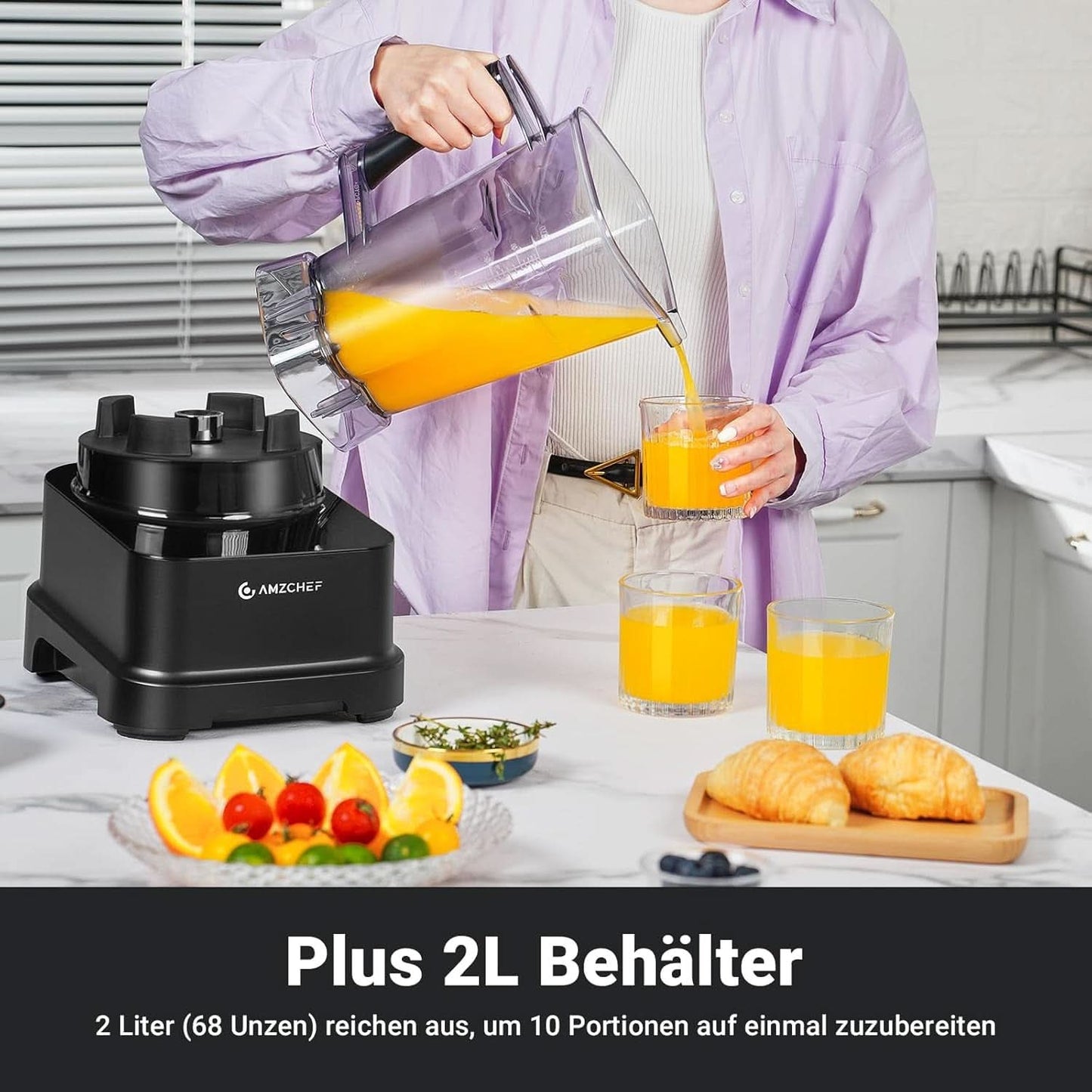Blender AMZCHEF, 8 smarte menuer og 10 hastigheder, LCD touchskærm Køkken Naty Shop