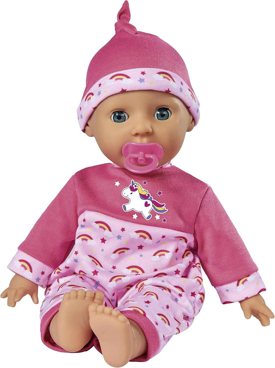 Simba 105140060 - Laura Tickle baby blød kropsdukke med regnbuemadras, laver 25 babylyde, 38 cm, dukke fra 2 år og opefter