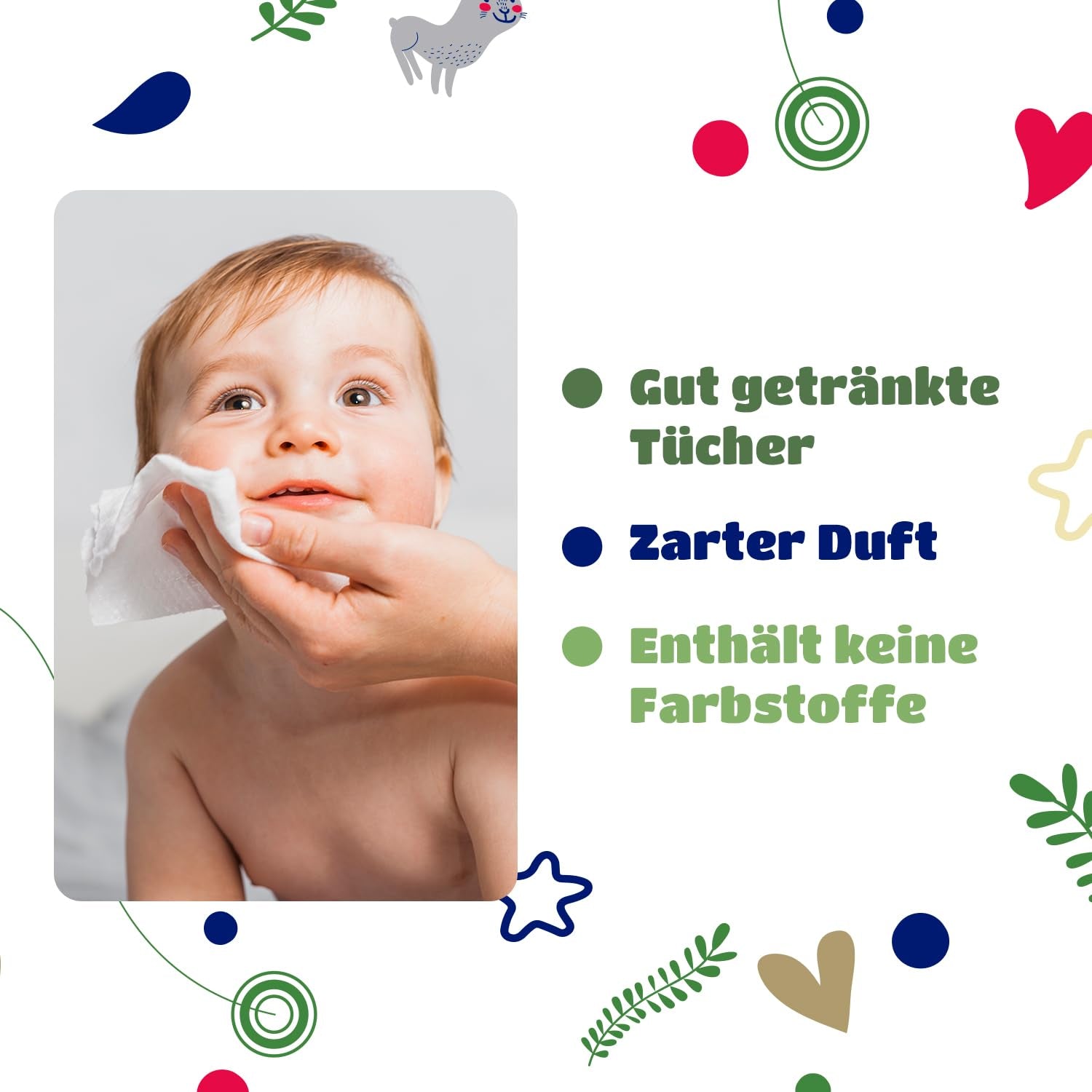 Kindii Natural Balance vådservietter til babyer – (1 x 60 stk.) Vådservietter til babyer og børn – Beskyttende, Aloe Vera, Delikat duft – 60 stk.