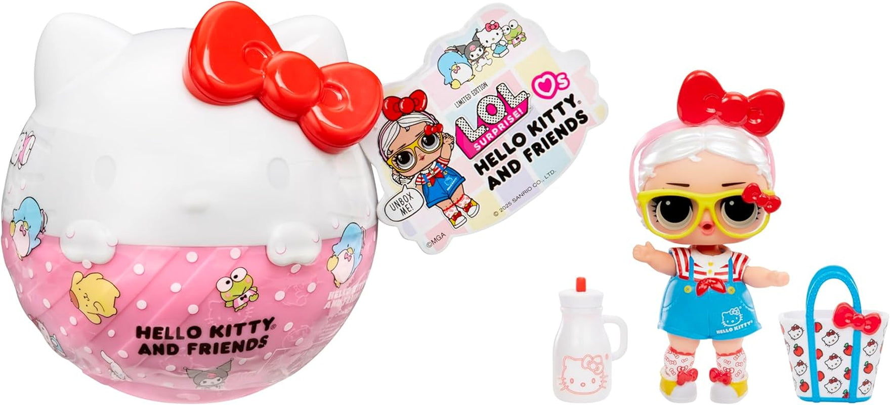L.O.L. Overraskelse! Elsker Hello Kitty og venner - 1 dukke med 7 overraskelser, tilfældigt udvalg, 8 børn at samle på, gave til børn på 4+, Pink Dolls Naty Shop Standardtitel