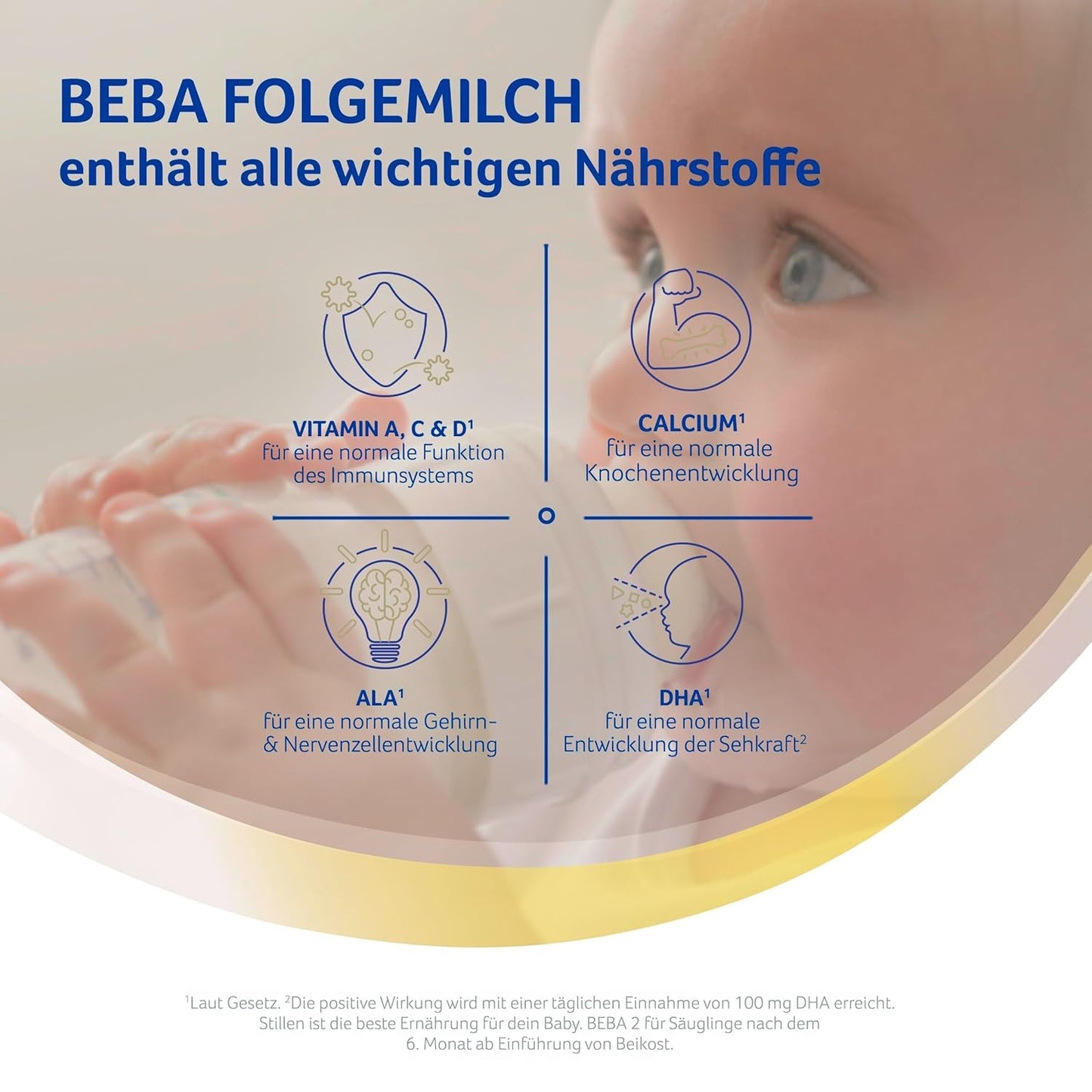 BEBA 2 - Tilskudsmælk efter 6 måneder, med 5 HMO-komplekser, alderssvarende proteinindhold, laktosefri, palmeoliefri, fiskeoliefri, babymad, babymælkpulver, 3 stk. (3 x 800 g)