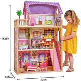 KidKraft Kayla trædukkehus med møbler og tilbehør, 3-lags legesæt til 30 cm dukke, legetøj fra 3 år og opefter, 65092 - eksklusivt på Amazon