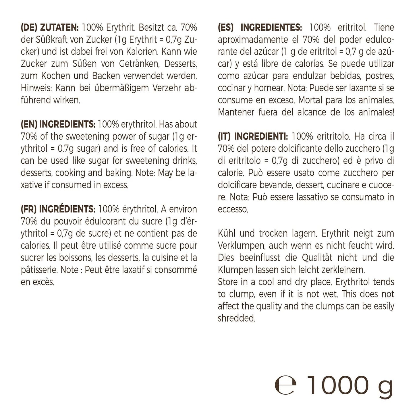 Greatvita Erythritol 1000 G | Kalorienfreie Süßungsmittel & Zucker-Alternative | Zahnfreundlich, Gut Löslich & Glutenfrei | Ideel Für Getränke, desserter og bagte sødemidler Naty Shop