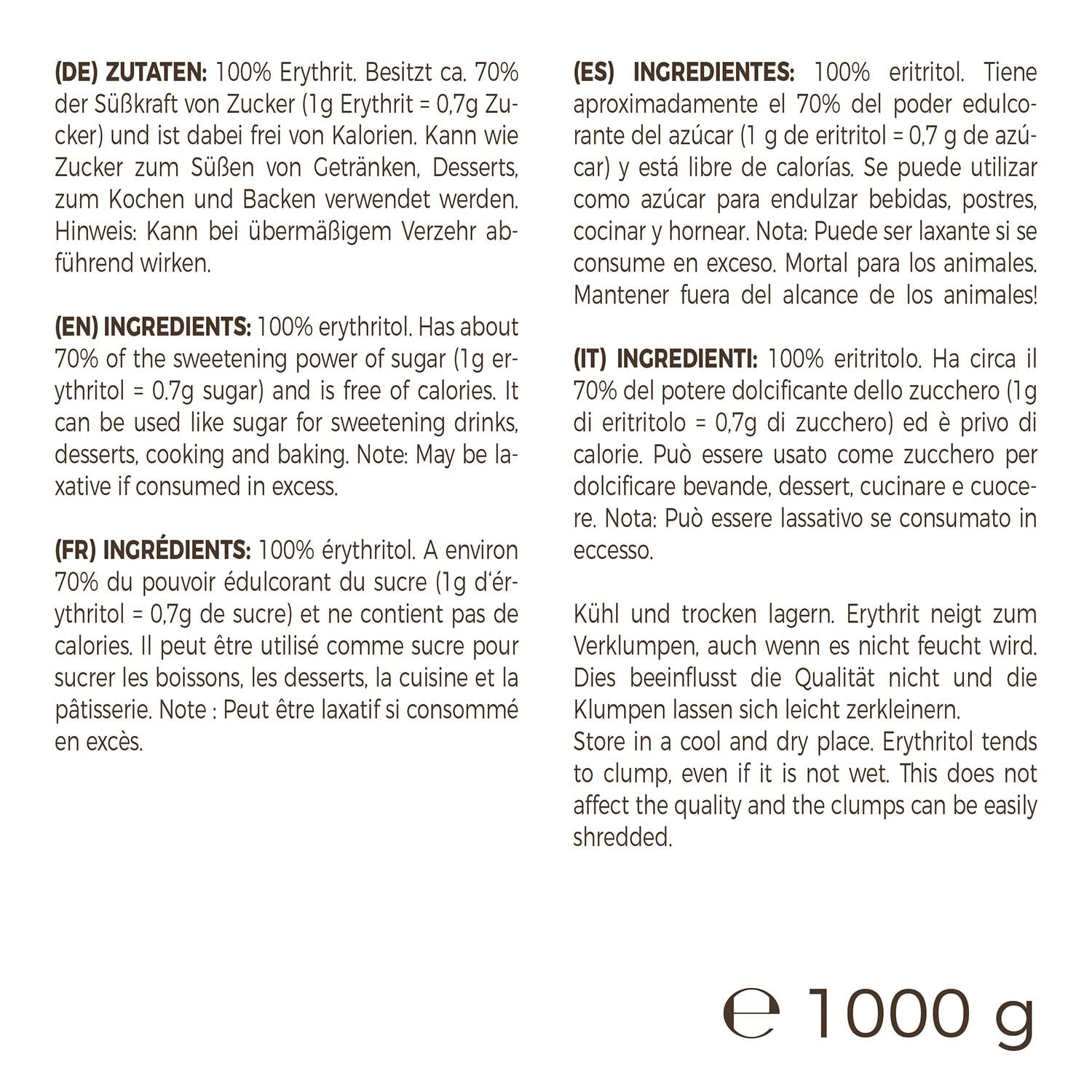 Greatvita Erythritol 1000 G | Kalorienfreie Süßungsmittel & Zucker-Alternative | Zahnfreundlich, Gut Löslich & Glutenfrei | Ideel Für Getränke, desserter og bagte sødemidler Naty Shop