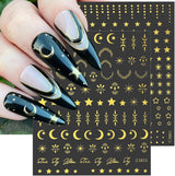 8 ark Guld Måne og Stjerner Nail Art Stickers Englevinger Tan Guld Nail Stickers Stjerner Negle Foils Selvklæbende negle Stickers Negle Design Tilbehør Negle Stickers