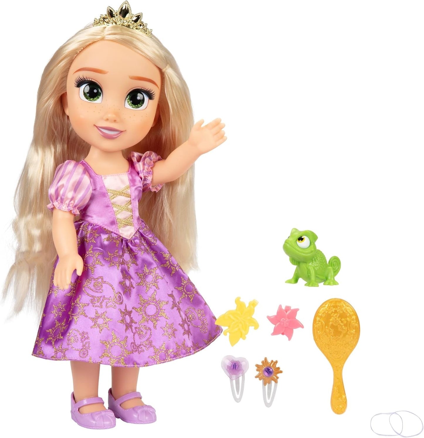 Disney Princess Rapunzel 35 cm syngende dukke, synger 'I See The Light', inkluderer tilbehør for mere sjov, perfekt til piger fra 3 år og opefter, lilla