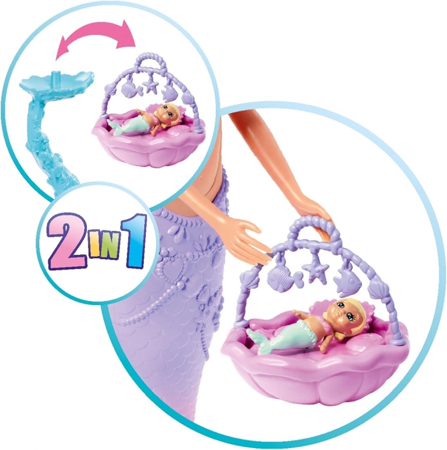 Simba 105733524 - Steffi Love Mermaid Family Gravid Havfrue Kevin Dukke med barneseng 29 cm modedukker Legedukker fra 3 år og opefter