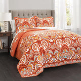 Lush Decor Clara quilt, bomuld, turkis og mandarin, hel/dronning dyner og dyner Naty Shop Orange King