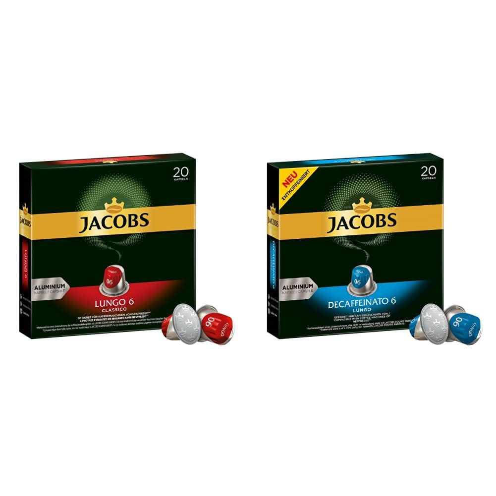 Kaffeekapsel Lungo Classico, Intensität 6 af 12, 10 x 20 Getränke & Kaffeekapseln Lungo Decaffeinato- Intensität 6- 200 Nespresso-kompatibel Kapsel, 10er Pack, 10 x 20 Getränke
