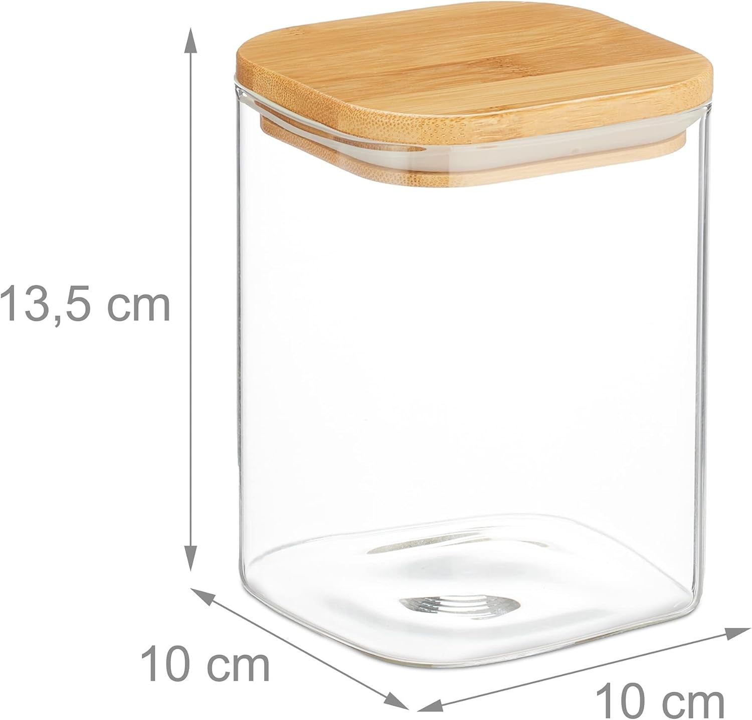 Relaxdays opbevaringskrukker med bambuslåg Sæt med 3 firkantede glaskrukker 900 ml Lækagesikre klare/naturlige madopbevaringskasser Naty Shop