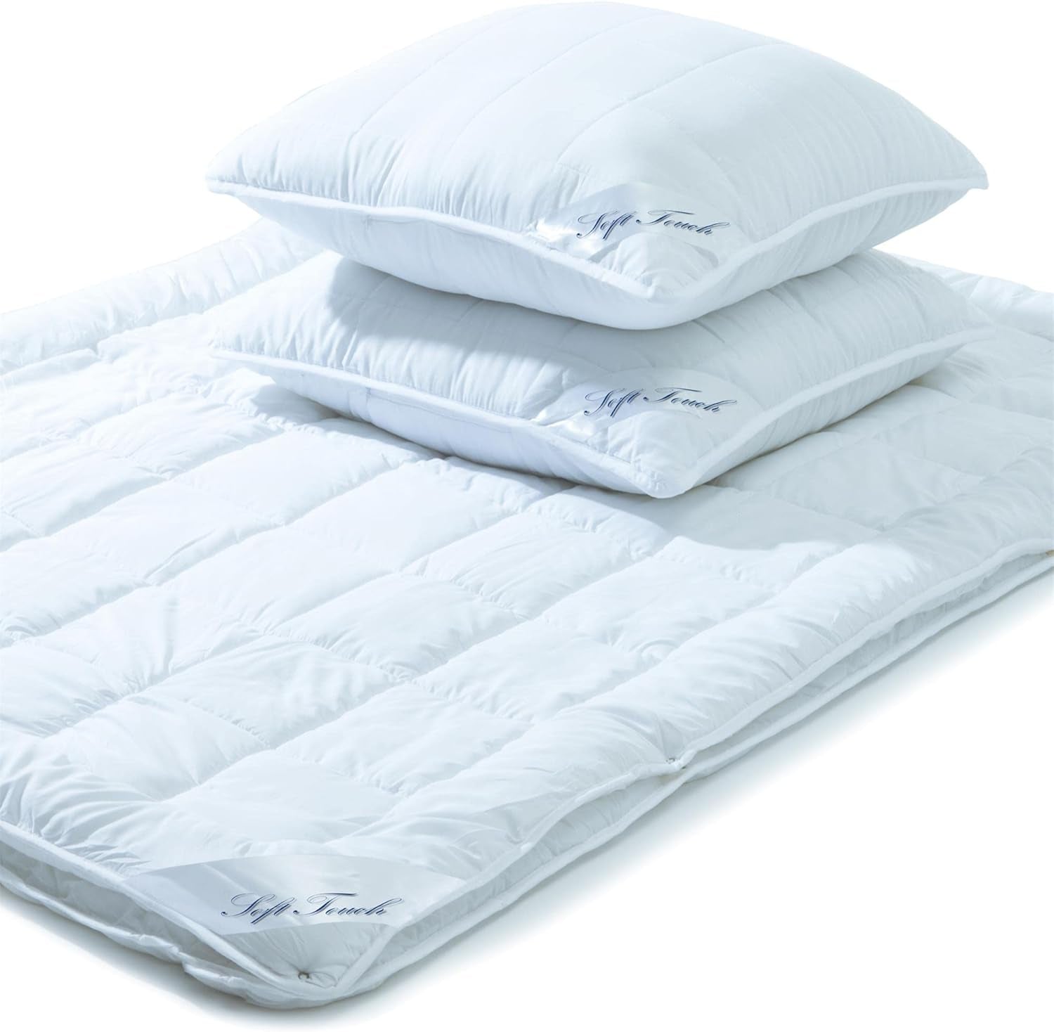 Aqua-Textil Soft Touch Sæt til børn Dyne 100 X 135 Cm 250G og 350G med pude 40 X 60 Cm 150G Dyne 4 sæsoner Klimastyring Oeko-Tex Dyner og dyner Naty Shop 200X200 Cm + 2X C 80X sæson