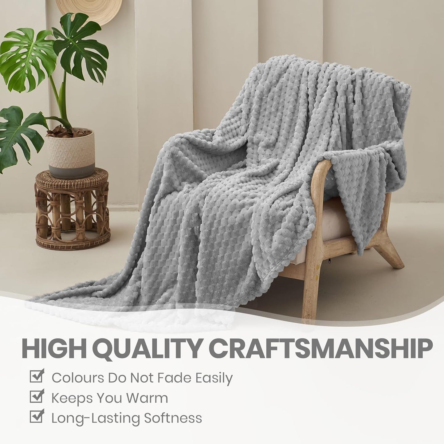Good Nite Comfort Tæppe Fluffy Blanket 150 X 200 cm Blødt Microfiber Sengetæppe Sofa Tæppe Comfort Tæppe Varmt Fleece Tæppe til Sofa og Seng Soveværelse Kontor Grå God Nite Senge og Tæpper