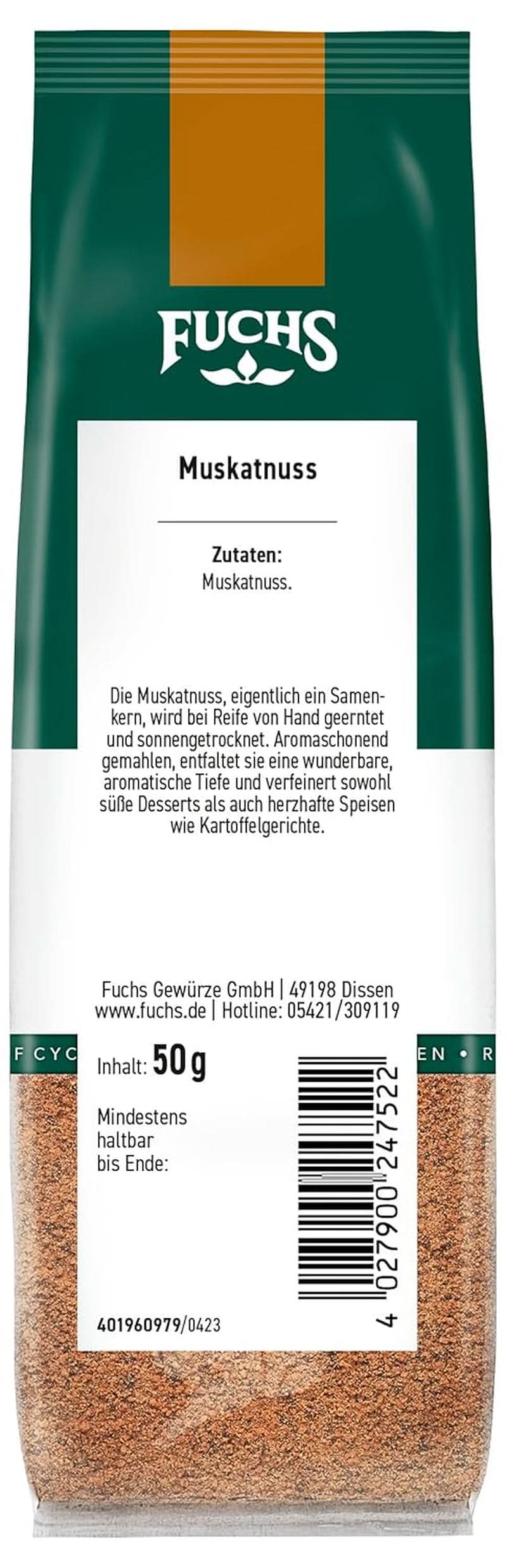 Fuchs - Kværnet muskatnød, 50 gram Condimente Naty Shop