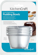 Kitchencraft mini budding forme anodiseret aluminium 7,5 cm sæt med 4 sølv bageforme og bakker Naty Shop