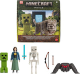 Mattel Minecraft-historiesæt med 4 actionfigurer og 3 tilbehør Møder i oververdenen Minecraft-film inspireret samlelegetøj JFR70 actionfigurer Naty Shop-historiesæt