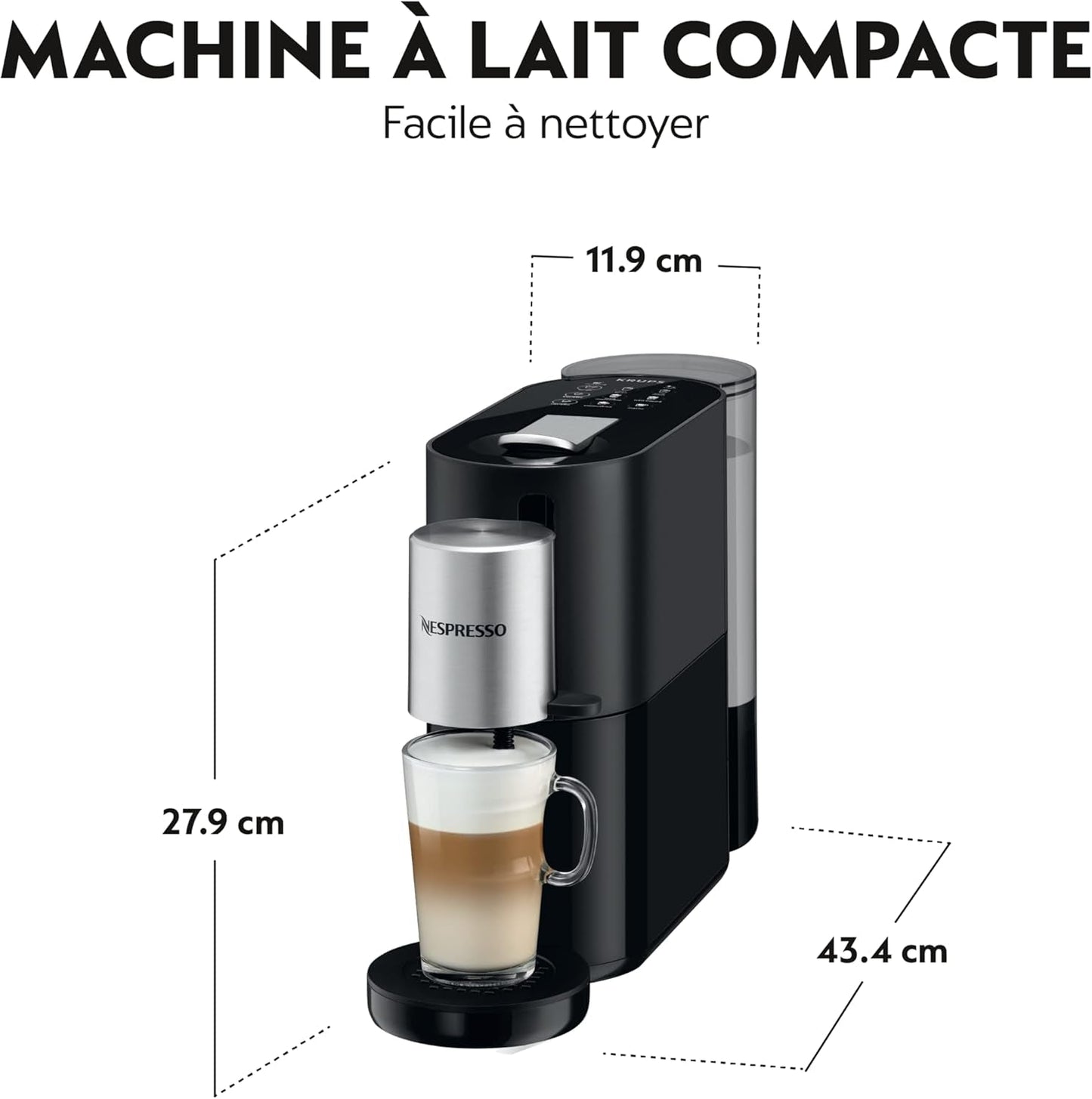 Krups Nespresso Espressomaskine, Kapsel Espressomaskine, Espresso Barista Style, Mælkeskummer, Fremstillet i Frankrig YY4355FD