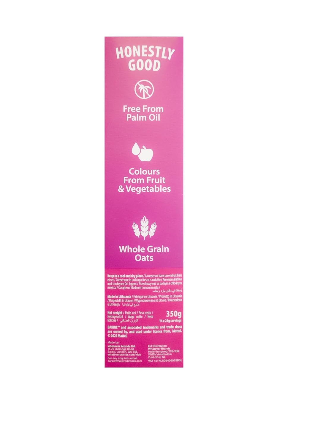 Barbie Rainbow Loops korn, farverige ringe af hvede, havre og majs med frugtsmag til den perfekte morgenmad, 1 pakke (1 x 350 g)