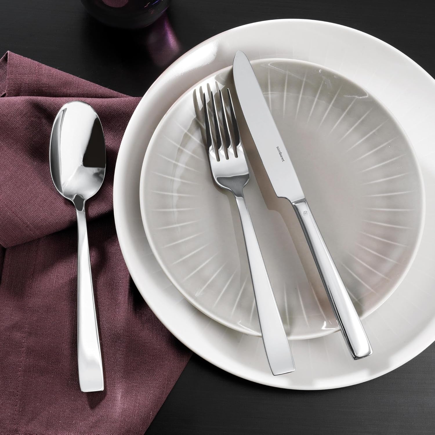 Sambonet 62512-83 fladt monoblok bestiksæt, 36 stykker, 18/10 rustfrit stål, Tåler opvaskemaskine Køkken Naty Shop