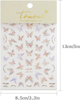 JMEOWIO 3D Nagelsticker Schmetterling Nail Art Sticker Selbstklebend Nagelaufkleber 5D Stereoskopisk Dekoration Nageldesign Tilbehør 1 Blatt