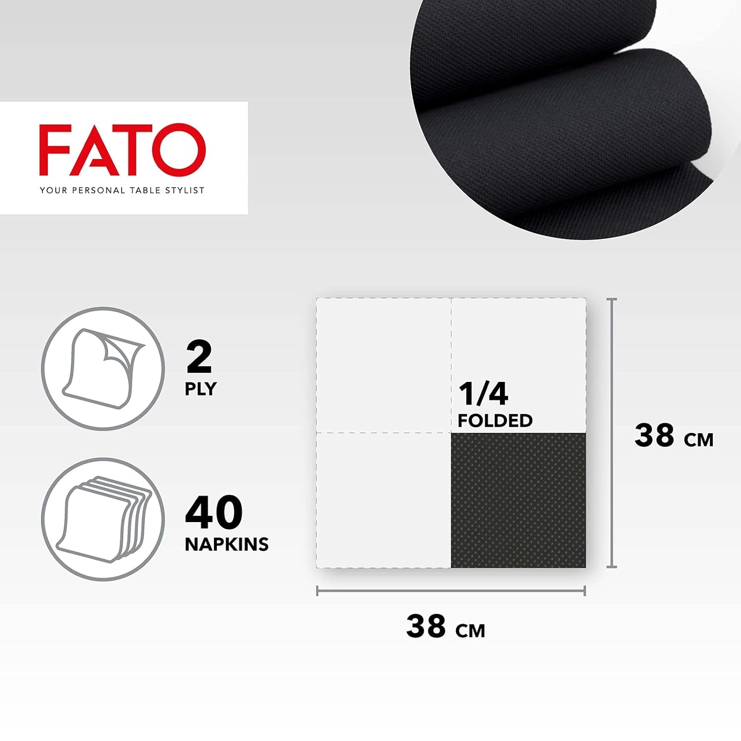 - Blødhed og blødhed engangspapirservietter 40 pakke vævsstørrelse 38X38 foldet 4 2-lags sort farve 100 % rent cellulosepapir Fsc-certificeret (2 pakke)