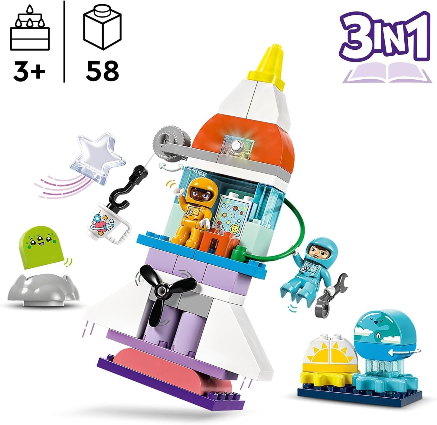 LEGO DUPLO 3-i-1 rumfærge Masser af Adventure Space Sæt Raket Legetøj til Børn Byggevidenskab Legetøj Tidlig udvikling Motoriske færdigheder Gave til 3-årige 10422 Byggesæt Beuche den LEGO-Store