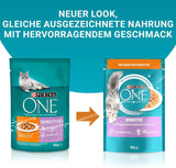 PURINA ONE Sensitive våd kattefoder, møre stykker i kyllingesauce, pakke med 26 stk (26 x 85g)