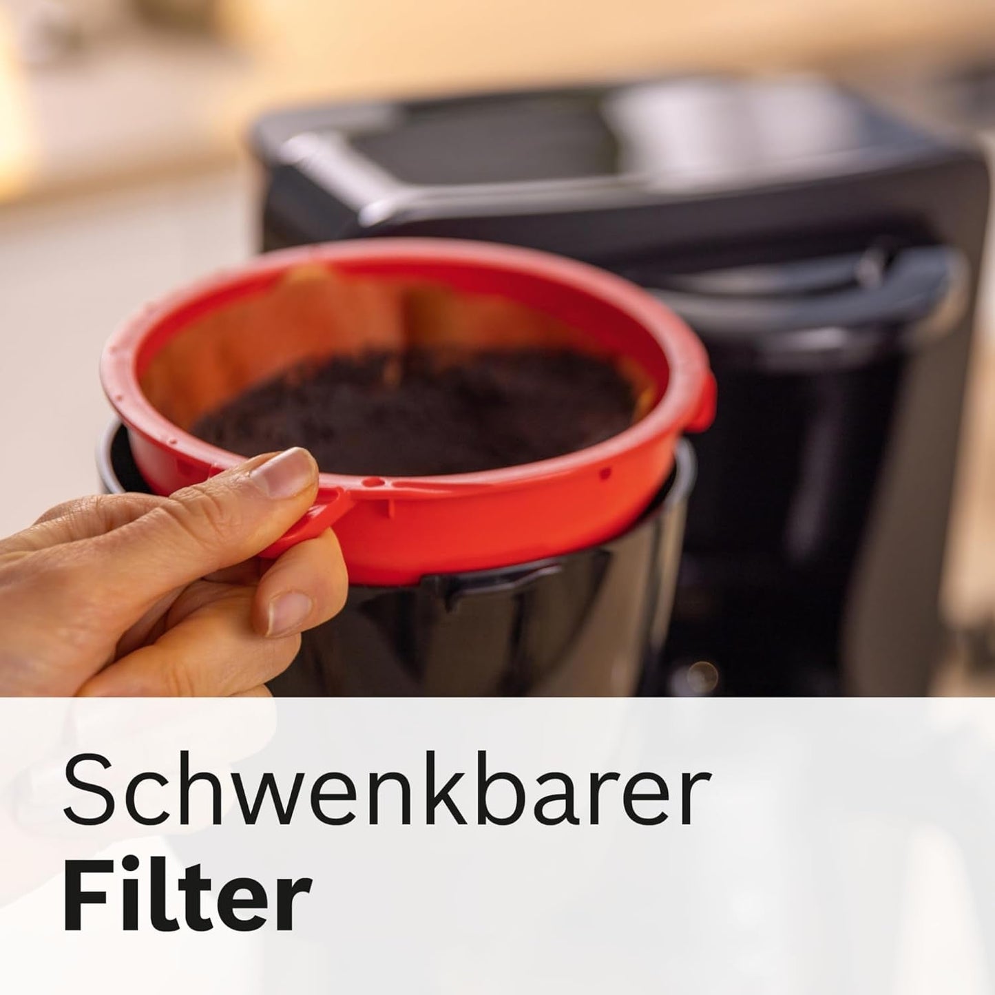 Bosch MyMoment TKA2M113 Filter Espressomaskine, 1,25 L glaskaraffel, 10-15 kopper, 40 Minutters Hold Varm-funktion, Anti-drypsystem, Roterende Filterholder, Aftagelig Vandtank, 1200 Watt, Mat Sort