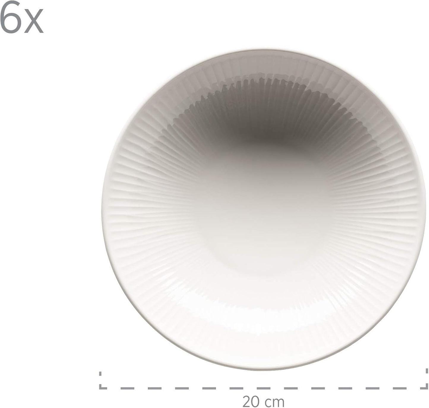 MÄSER 931461 Dalia Spisestel til 6 lavet af hotelporcelæn af høj kvalitet, hvid, tallerkensæt i 12 dele i vintage design, slidstærkt porcelæn
